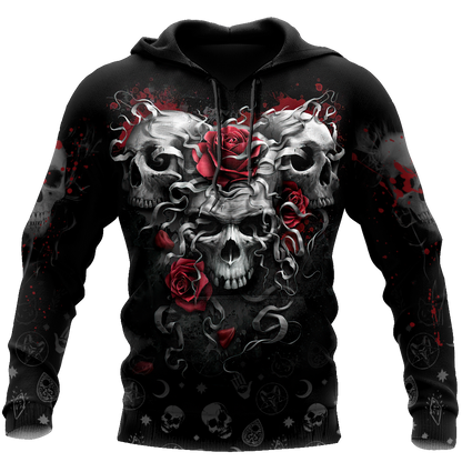 Heart Of Roses Skull Hoodie For Men And Women TNA13032107