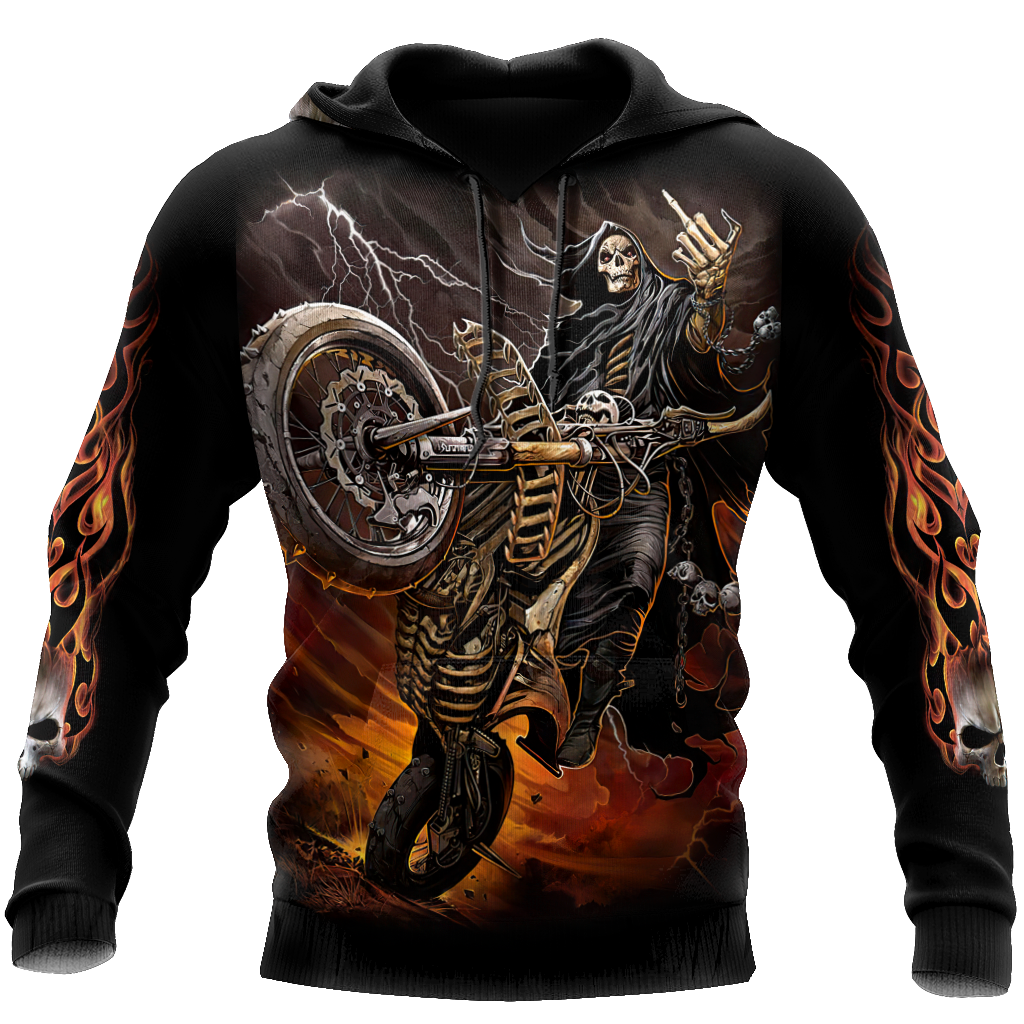 Fire Biker Skull Hoodie For Men And Women TNA13032108