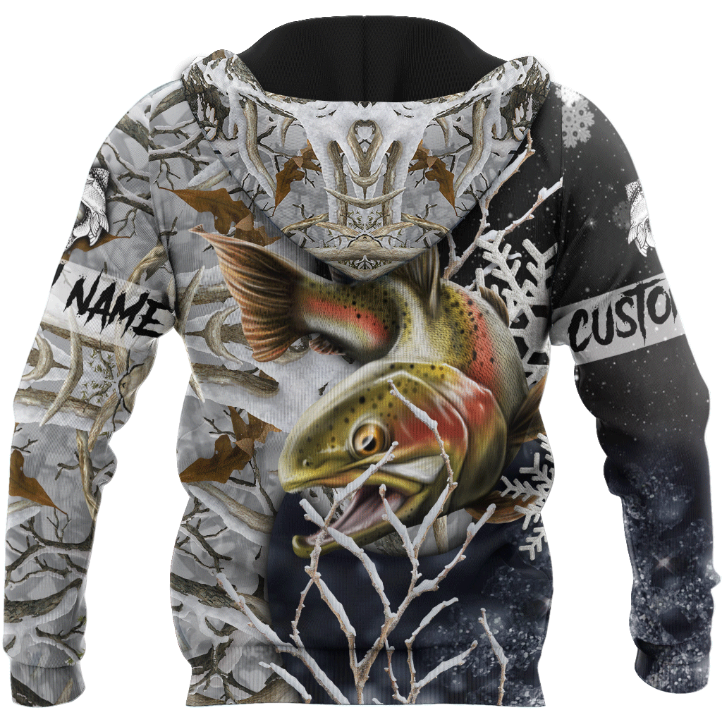 Custom name Trout-Salmon Fishing Ice Fishing 3D painting printed shirts