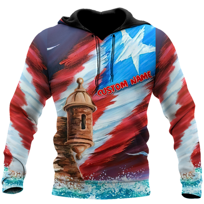 Custom Name Great Waves Puerto Rico Hoodie For Men And Women MH15032101