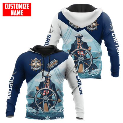 Customized Name Captain Sailor 3D All Over Printed Shirts