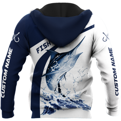 Custom name Marlin fishing design 3d print shirts