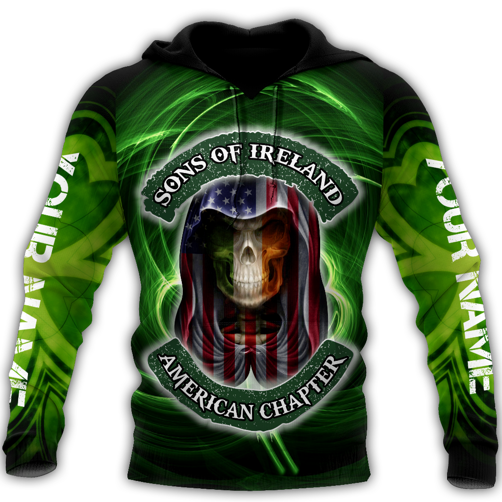 3D All Over Printed  Skull Irish St Patrick Day Unisex Shirts Custom Name XT