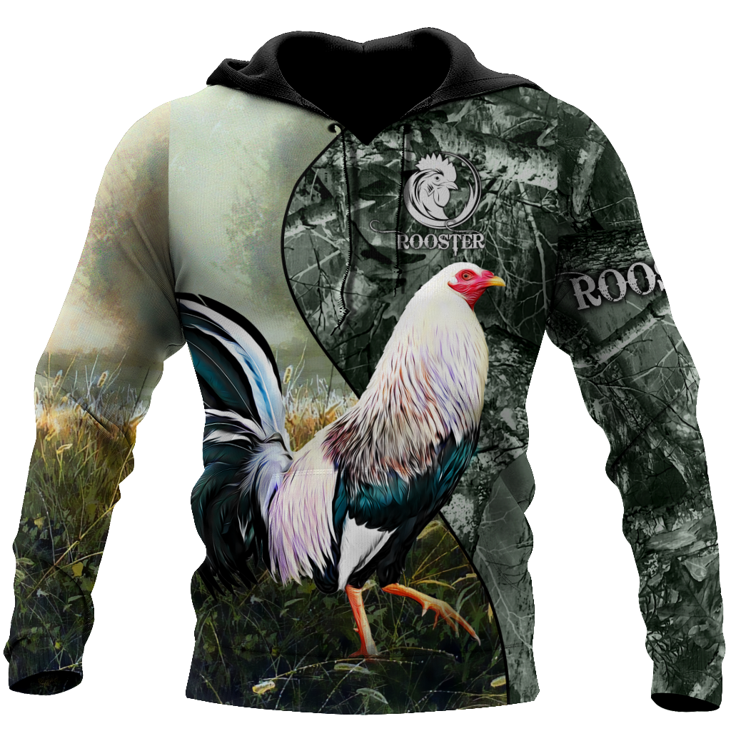 Rooster 3D All Over Printed Unisex Deluxe Hoodie ML