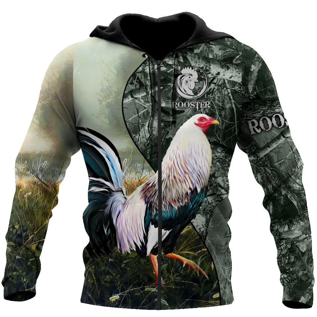 Rooster 3D All Over Printed Unisex Deluxe Hoodie ML
