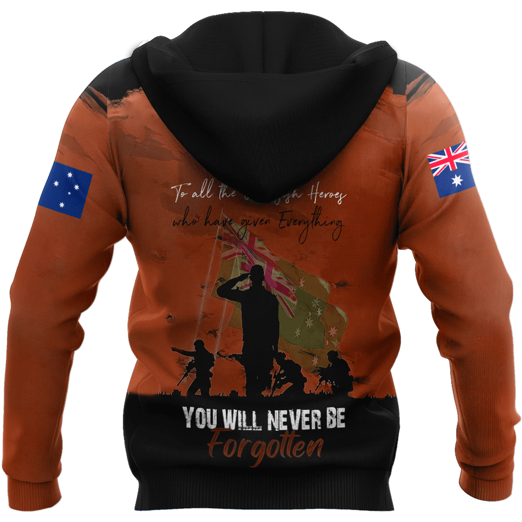 Premium Unisex Hoodie Brown Lest We Forget Anzac Day ML