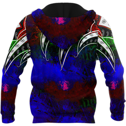 Amazing Polynesian Tattoo And Color Unisex Deluxe Hoodie ML