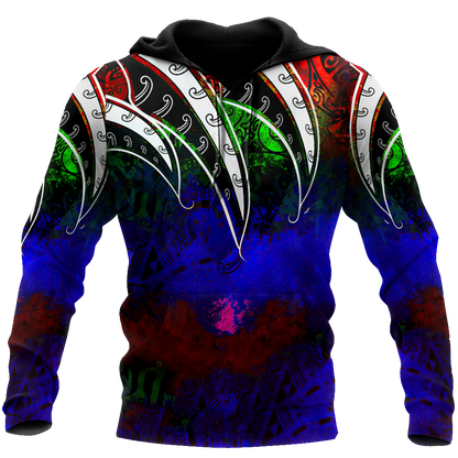 Amazing Polynesian Tattoo And Color Unisex Deluxe Hoodie ML