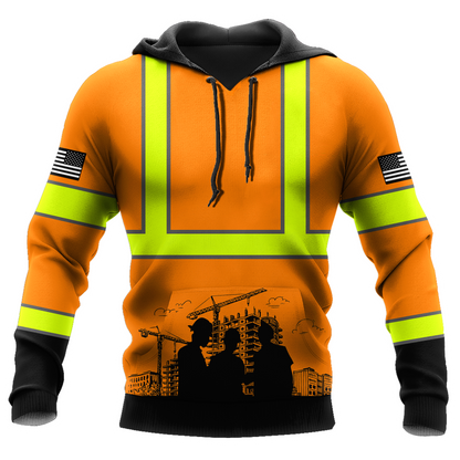 Construction Worker Orange Safety 3D printed shirts
