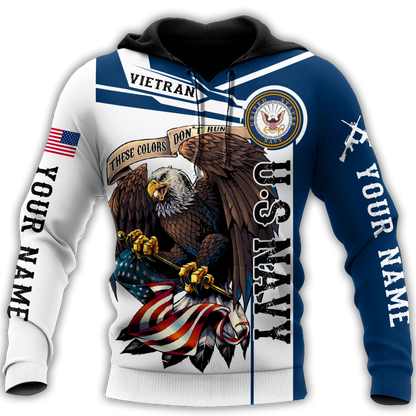 Custom name US Navy Veteran 3d printed shirts Proud Military NTN18052104