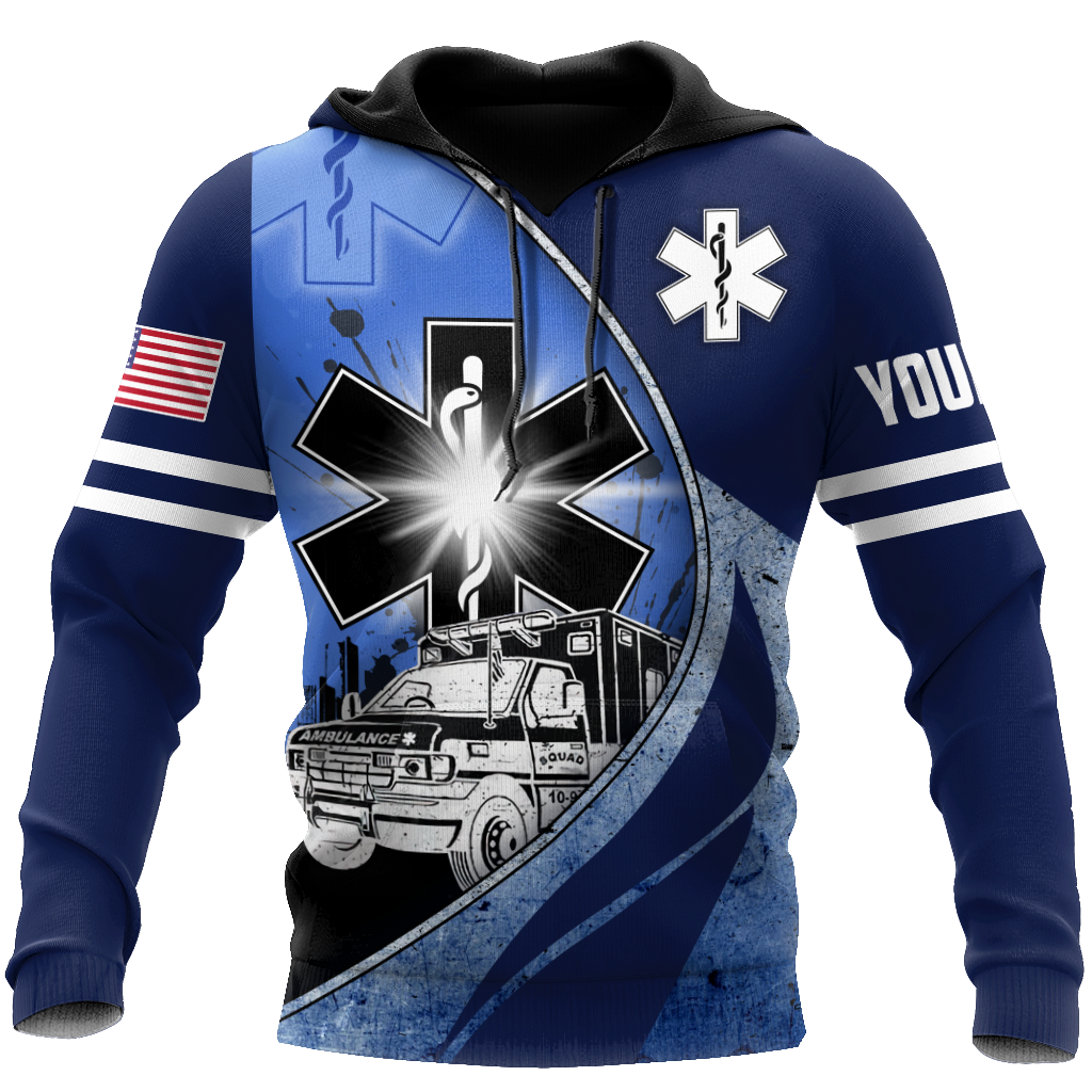 Premium Customized Name n Flag 3D All Over Printed Unisex Shirts For EMS Worker