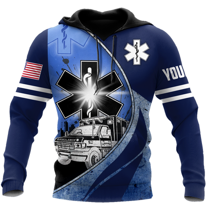 Premium Customized Name n Flag 3D All Over Printed Unisex Shirts For EMS Worker