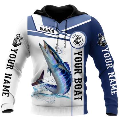 Custom name Wahoo fishing Catch and Release 3D Design print shirts