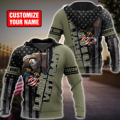 Custom name US Army Veteran Honor the fallen 3d printed shirts Proud Military DD19052110