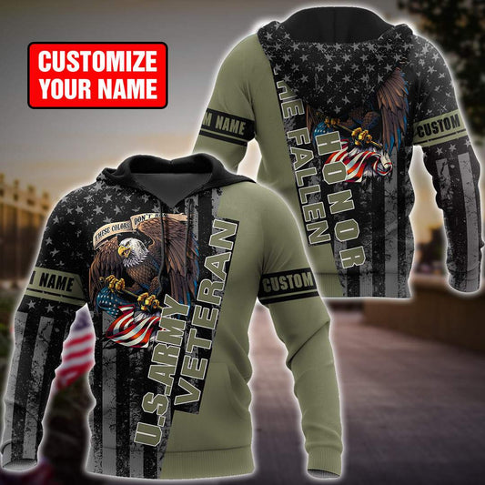 Custom name US Army Veteran Honor the fallen 3d printed shirts Proud Military DD19052110