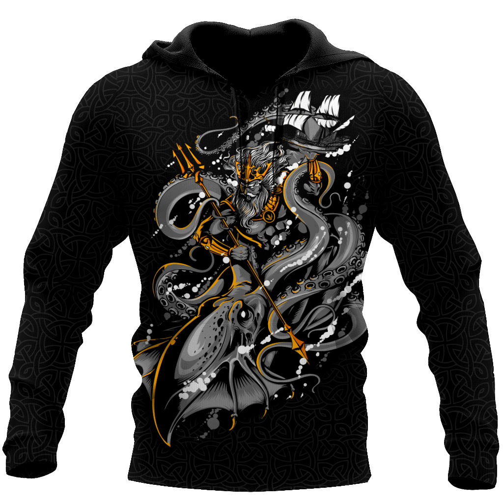 Premium Unisex Hoodie Kraken Octopus And Poseidon ML