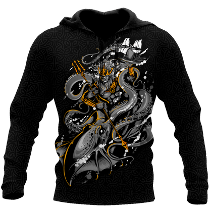 Premium Unisex Hoodie Kraken Octopus And Poseidon ML