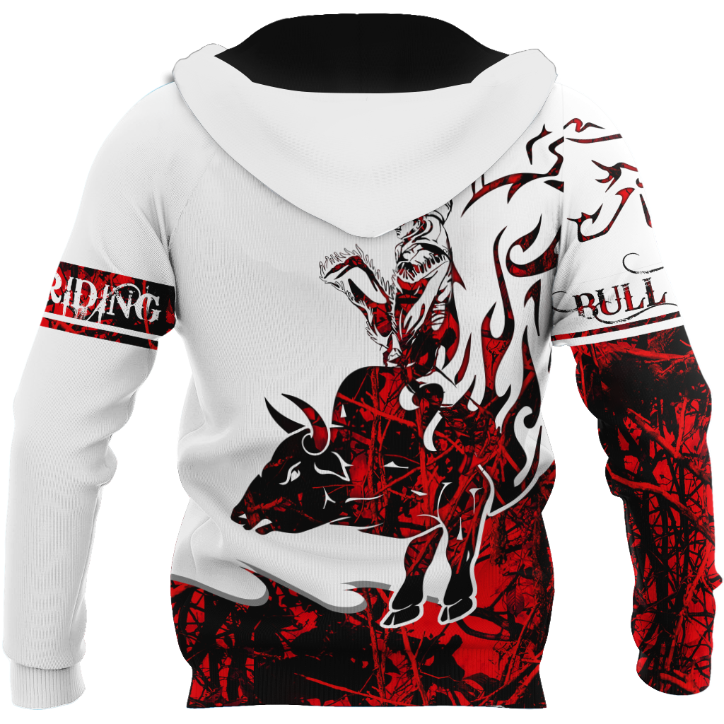 Personalized Name Bull Riding 3D All Over Printed Unisex Shirts Red Tattoo