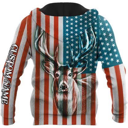 US Deer Persionalized Name 3D All Over Printed Shirts MH21052101