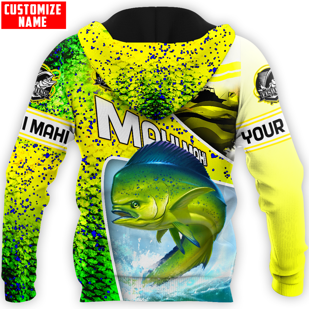 Custom name Mahi-mahi fishing scales design 3d print shirts