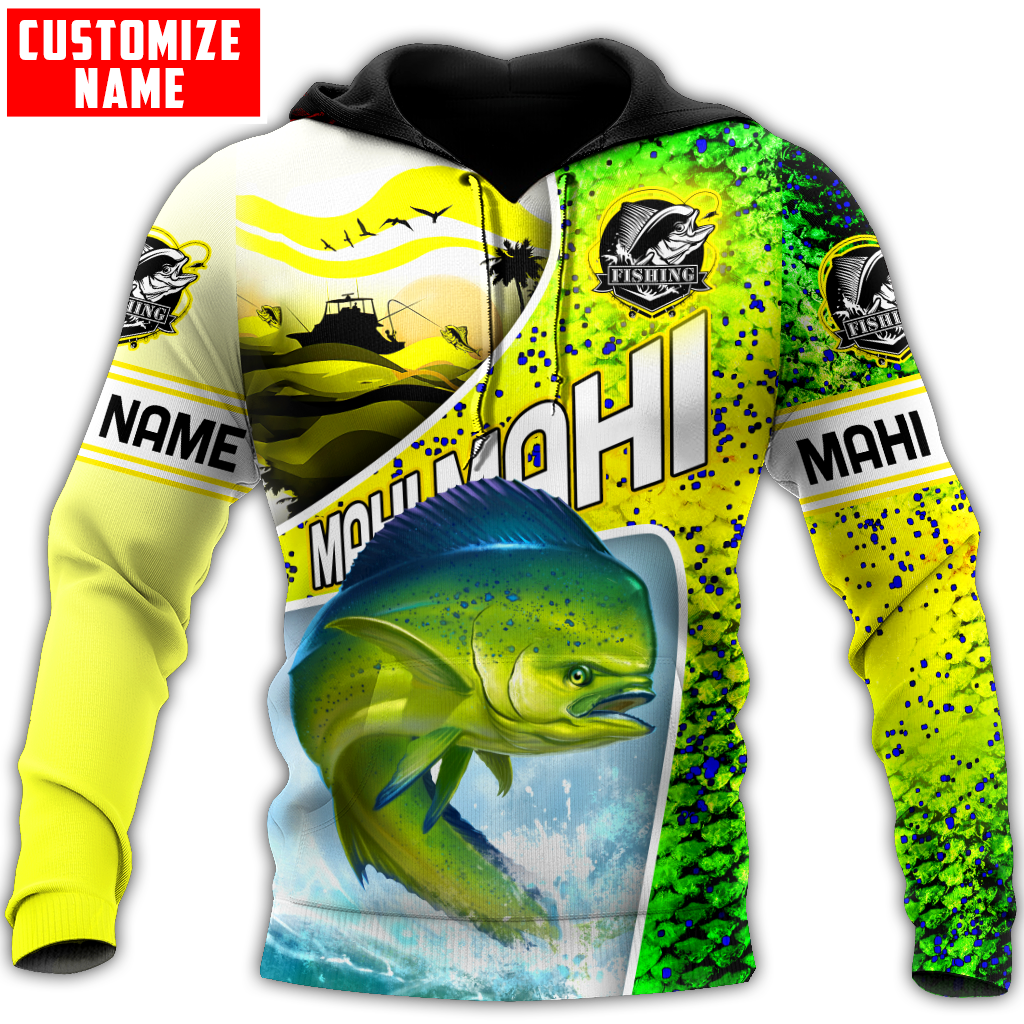 Custom name Mahi-mahi fishing scales design 3d print shirts