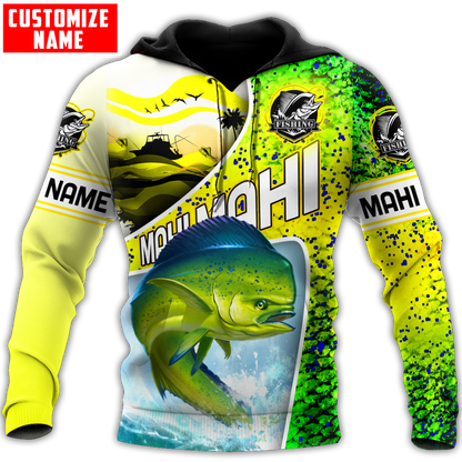 Custom name Mahi-mahi fishing scales design 3d print shirts