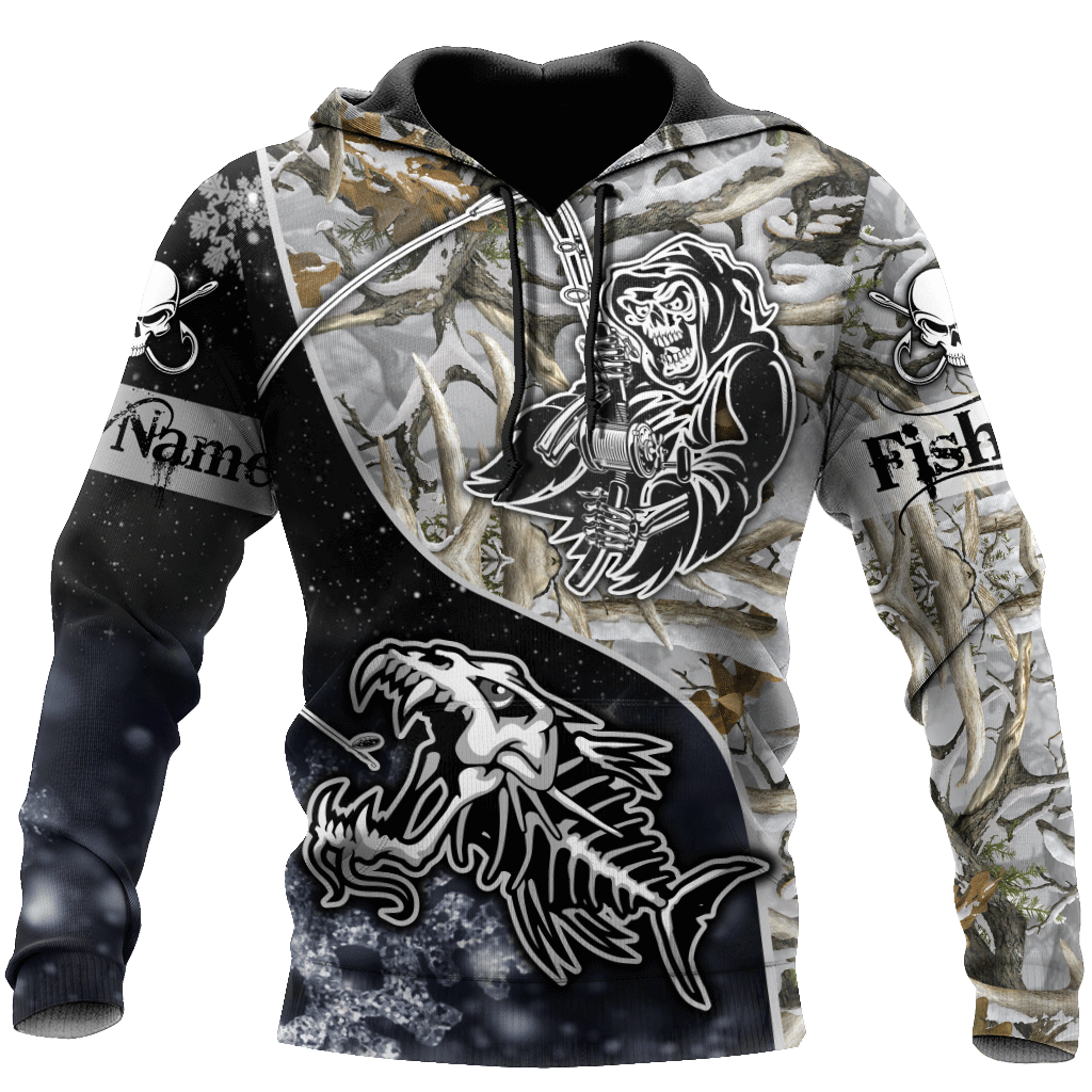 Custom name Fishing skull Ice Camo fishing shirts for men and women HHT21102103