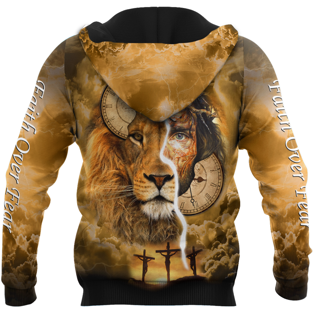Failth Over Fear Lion Jesus 3D All Over Printed Shirts TNA22032101