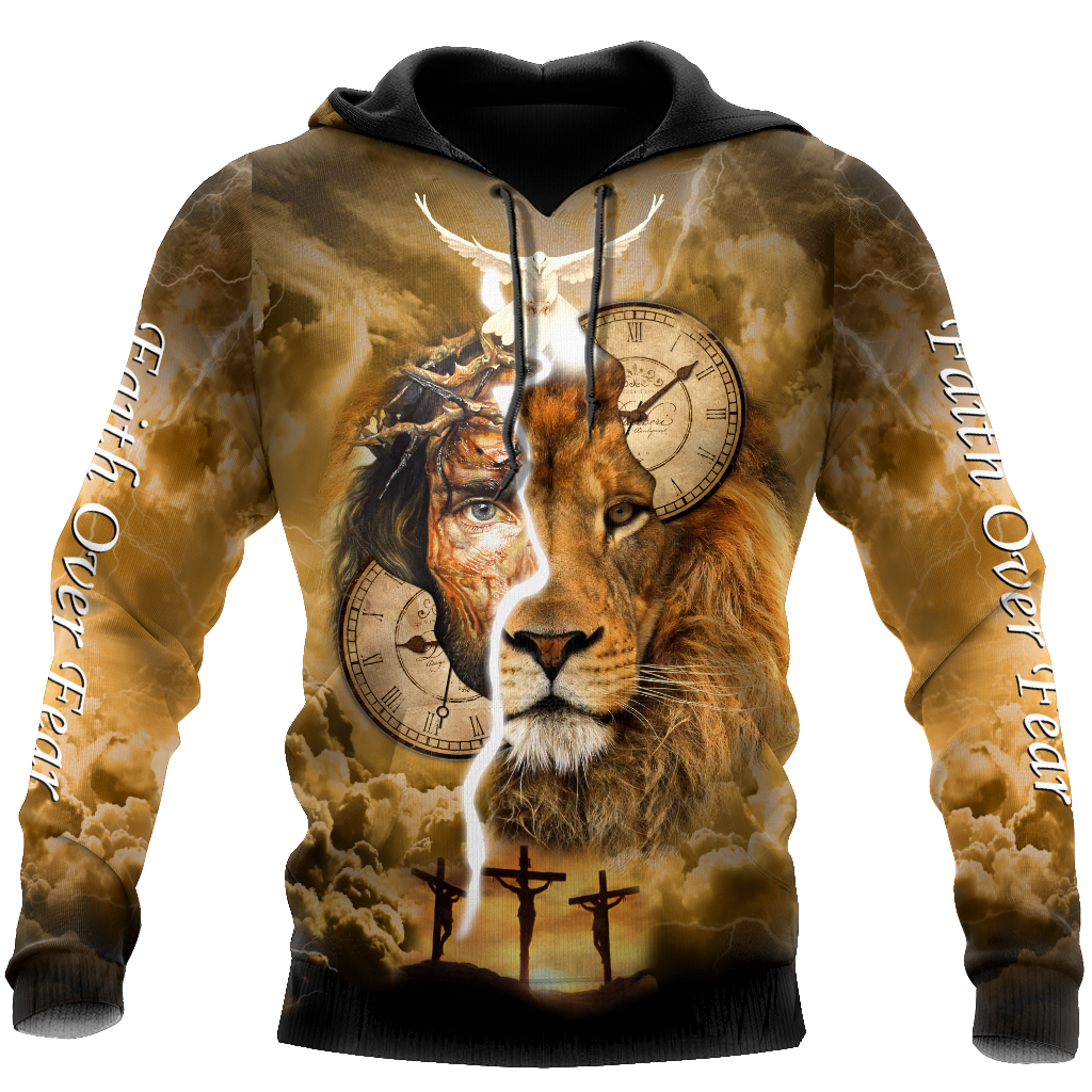 Failth Over Fear Lion Jesus 3D All Over Printed Shirts TNA22032101