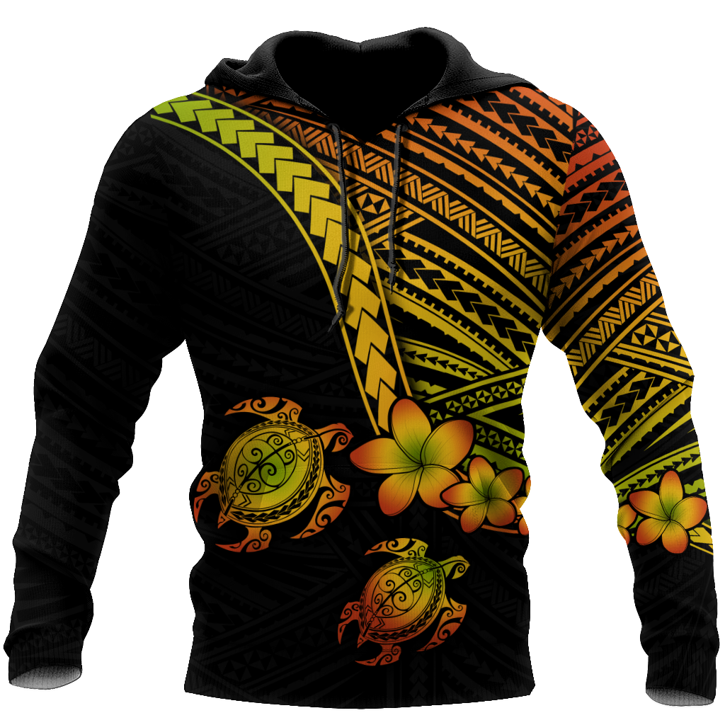Polynesian Habiscus Turtle Hawaii 3D Unisex Hoodie