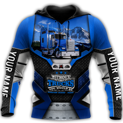 Premium Customized Name 3D All Over Printed Unisex Shirt For Trucker