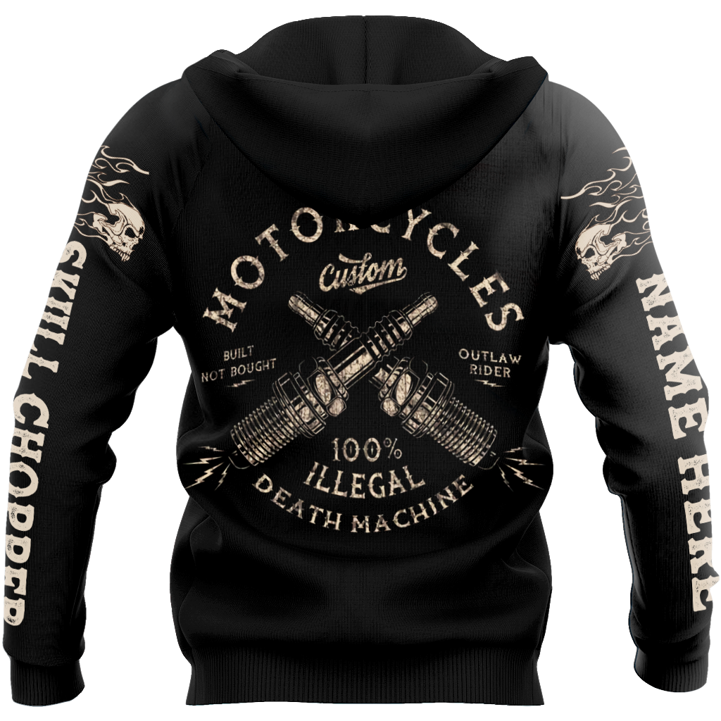 Customize Name Motorcycle Racing 3D All Over Printed Unisex Shirts Skull Chopper