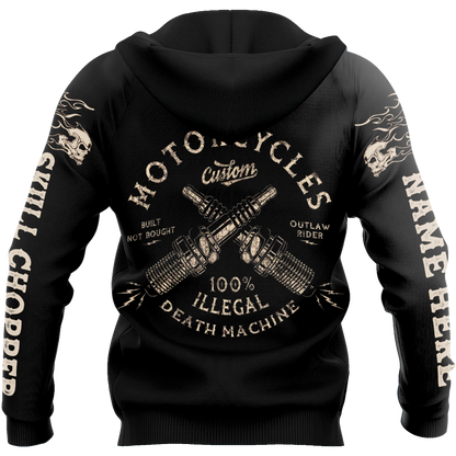 Customize Name Motorcycle Racing 3D All Over Printed Unisex Shirts Skull Chopper
