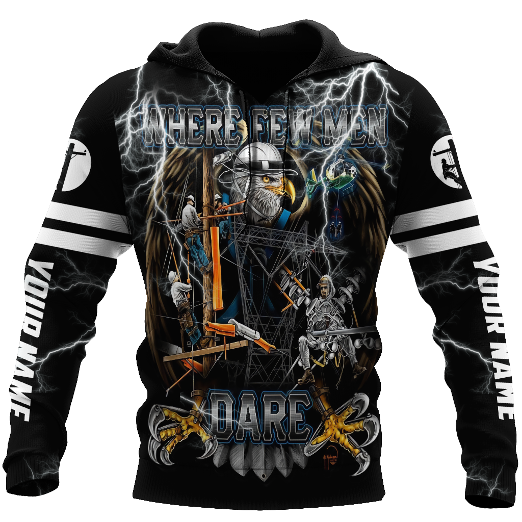 Premium Personalized 3D Printed Lineman Shirts Where Few Men Dare MEI