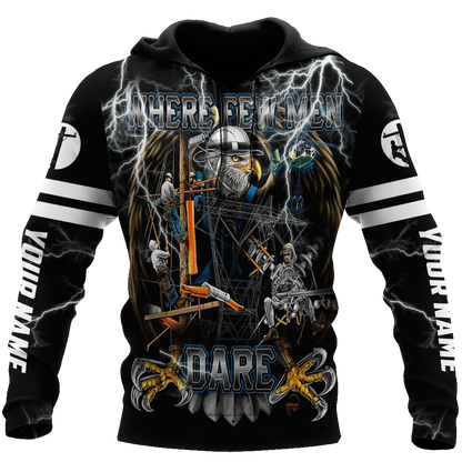 Premium Personalized 3D Printed Lineman Shirts Where Few Men Dare MEI