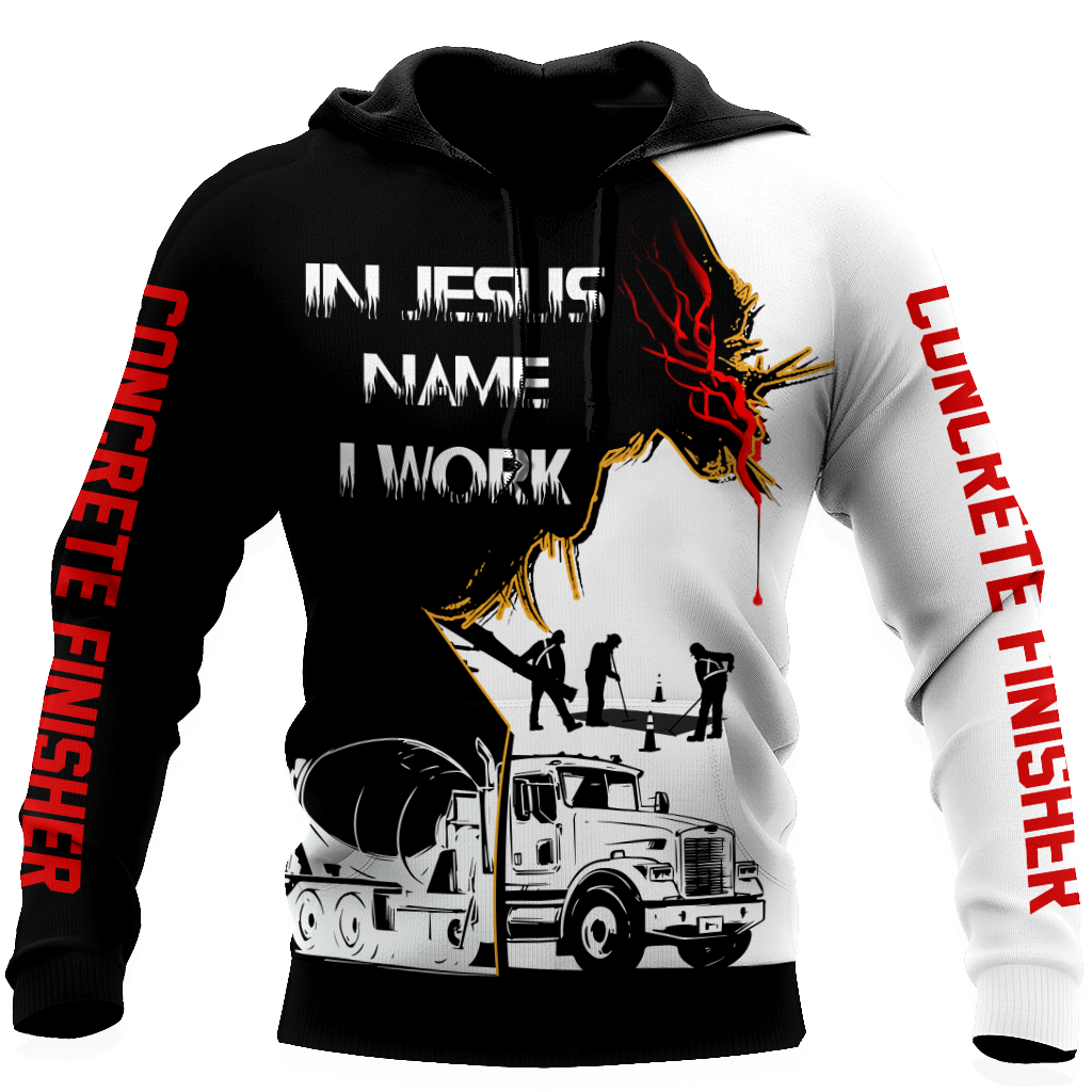 Concrete Finisher In Jesus  Name I Work Black White 3D printed shirts