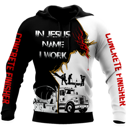 Concrete Finisher In Jesus  Name I Work Black White 3D printed shirts