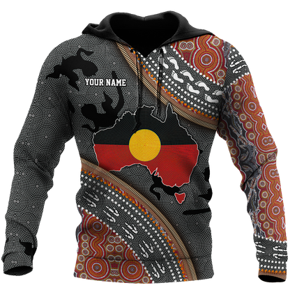 Custom name Aboriginal dots Zip pattern 3D design printed winter shirts