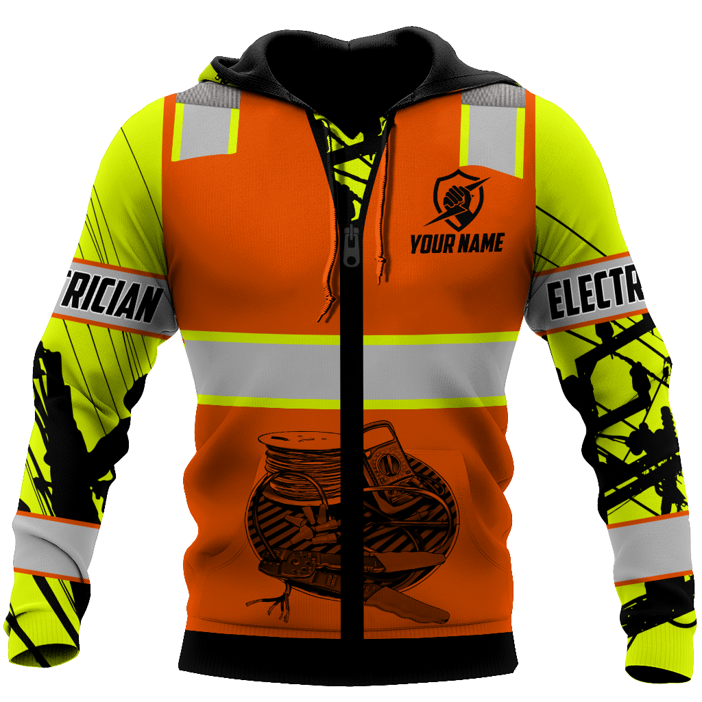 Electrician And Lineman Personalized Safety 3D All Over Printed Premium Unisex Hoodie