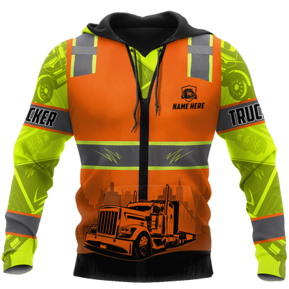 Persionalized Hoodie Trucker Safety 3D All Over Printed Shirts