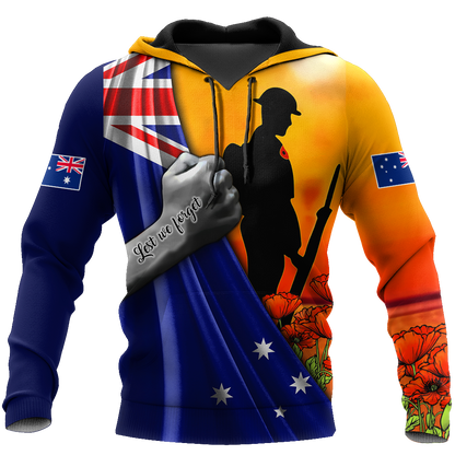 Lest we forget Australia Veteran 3D print shirt