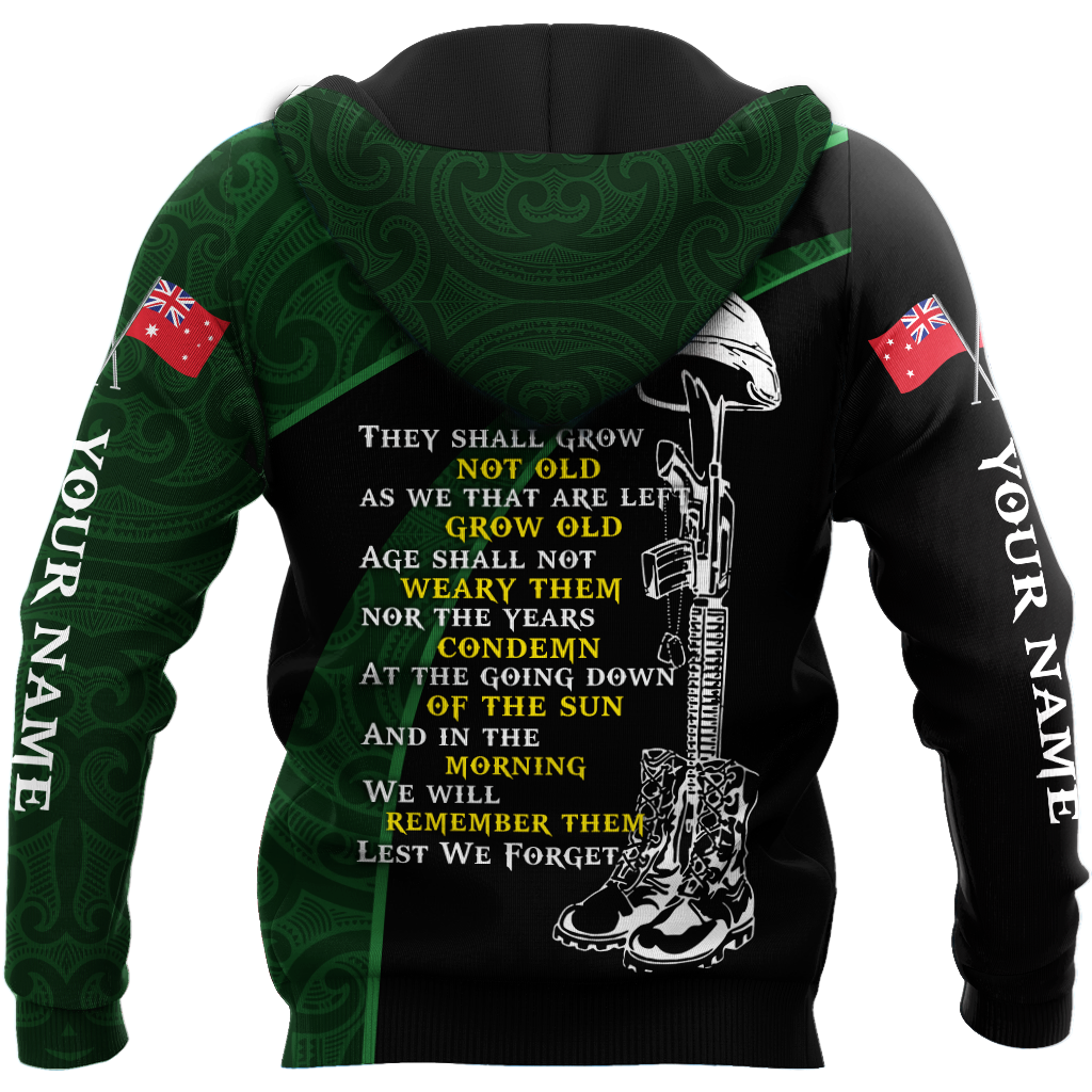 Anzac day custom name the ode Australia and Kiwi Veteran 3D print shirt