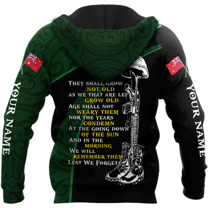 Anzac day custom name the ode Australia and Kiwi Veteran 3D print shirt