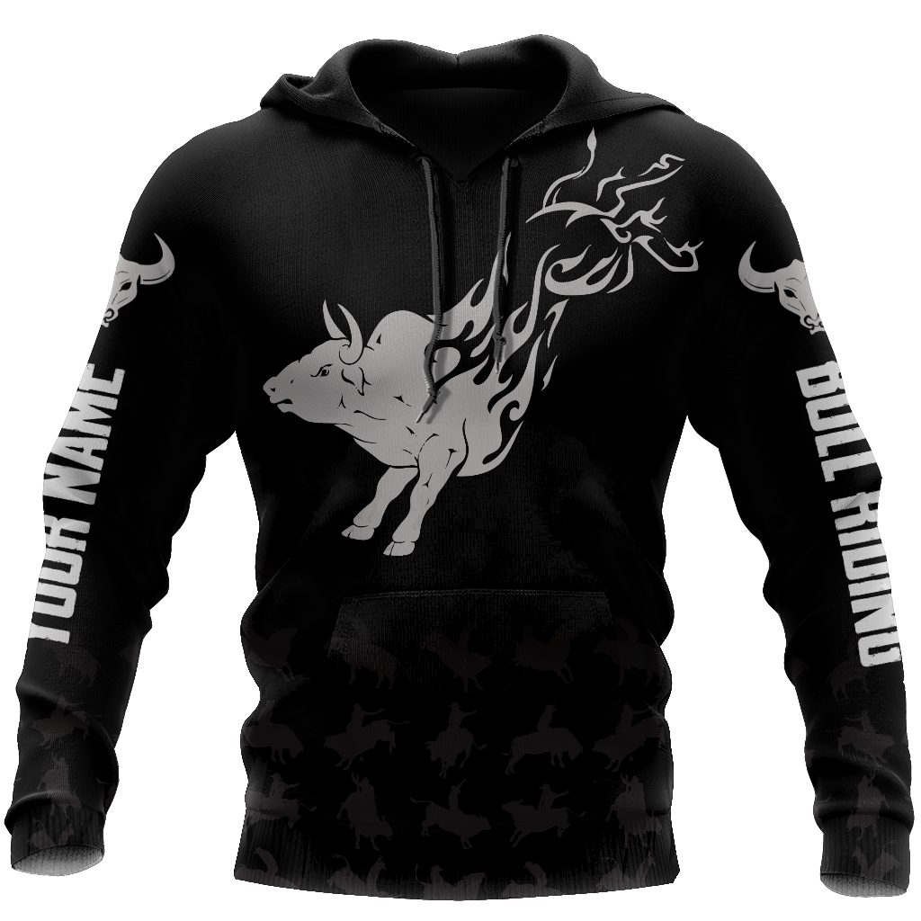 Personalized Name Bull Riding 3D All Over Printed Unisex Shirts Silver Bull