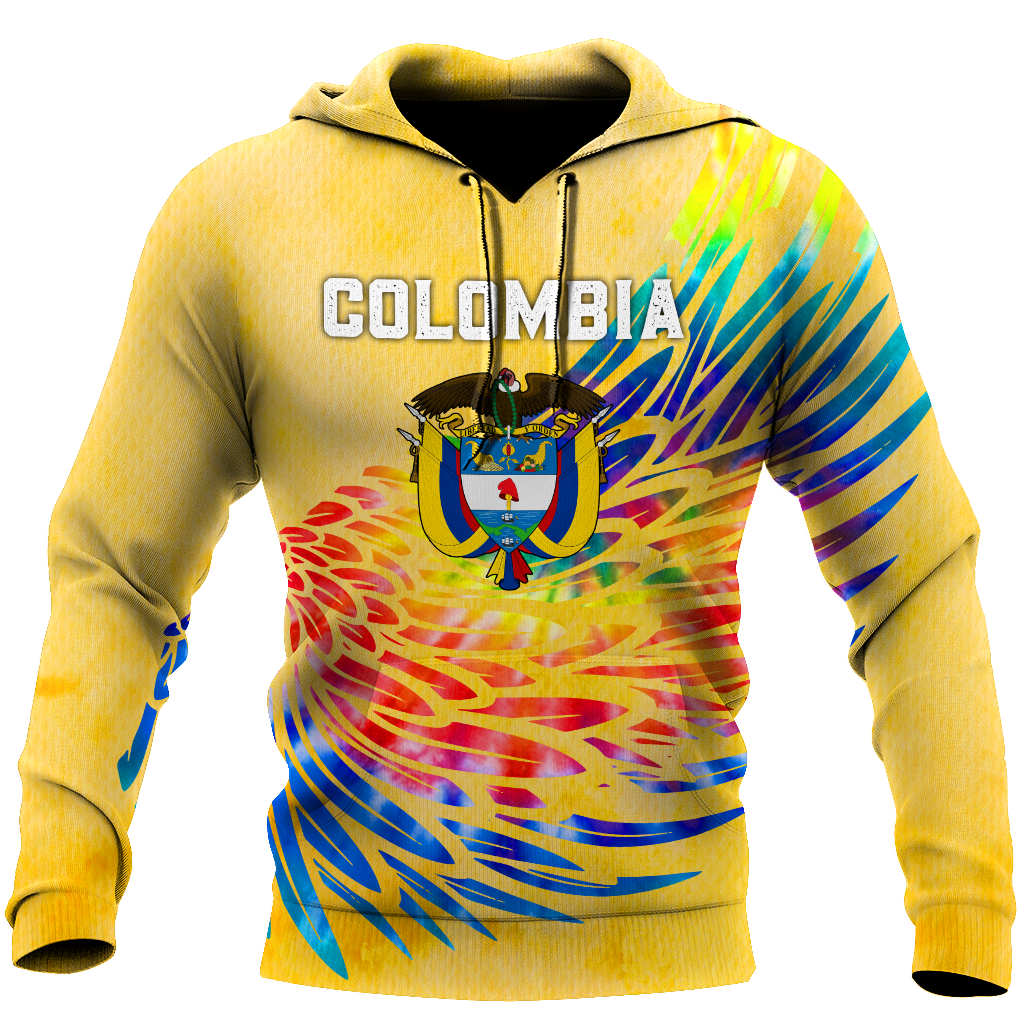 Colombia Coat Of Arms Tie Dye Hoodie