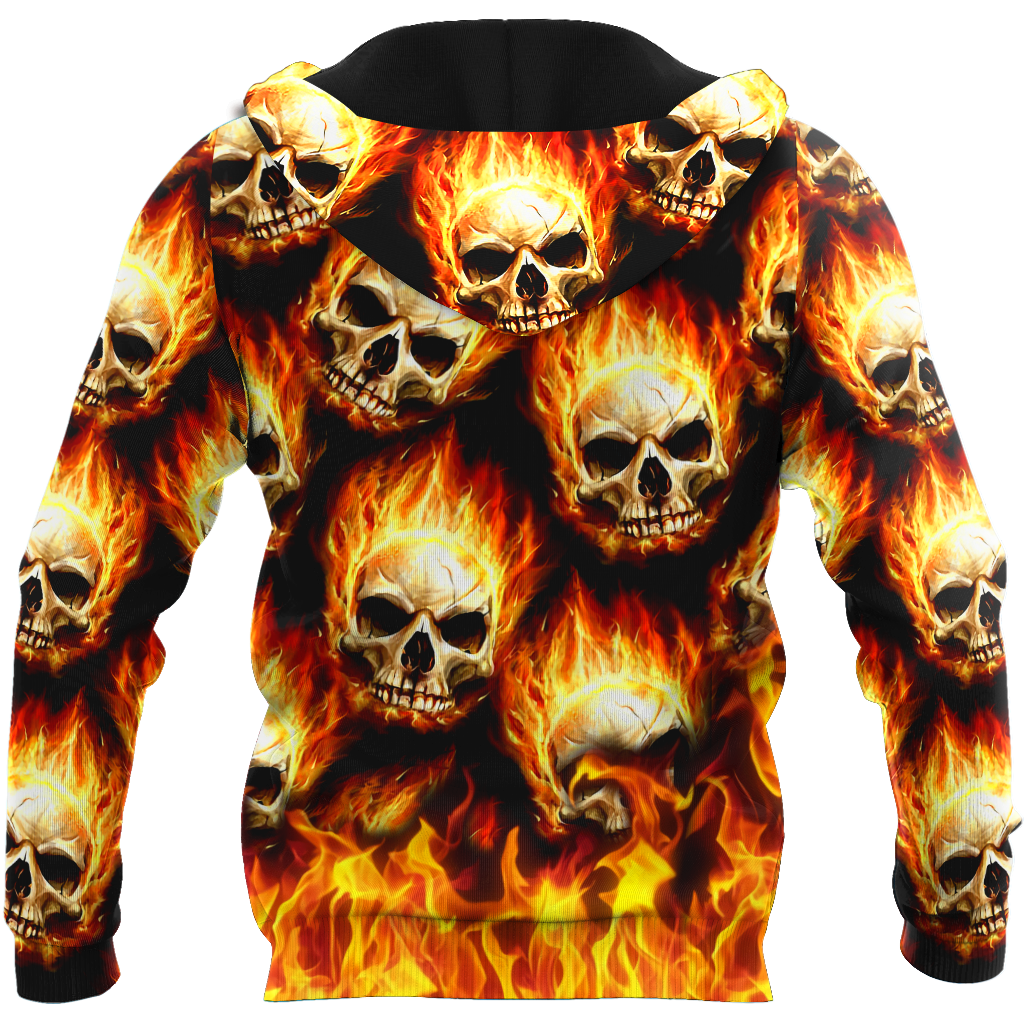 Customize Name Fire Skull Hoodie For Men And Women TNA29052102