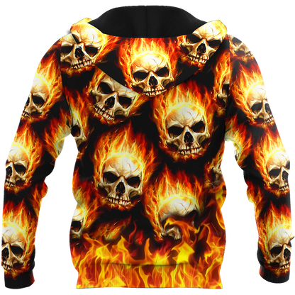 Customize Name Fire Skull Hoodie For Men And Women TNA29052102
