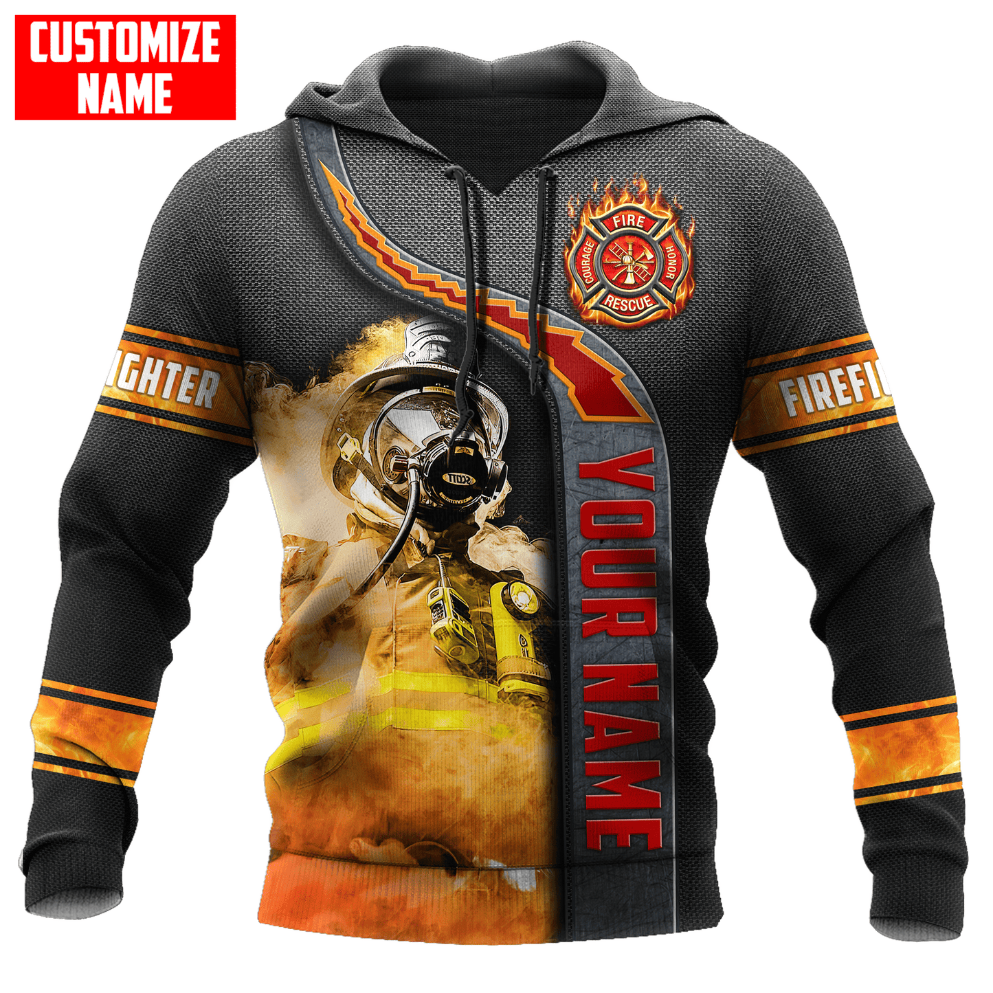 Customize Name Firefighter 3D All Over Printed Unisex Shirts