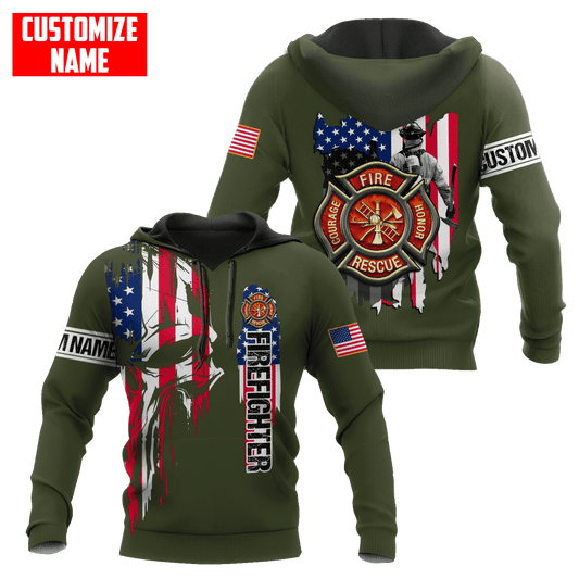 Customize Name Firefighter 3D All Over Printed Unisex Shirts