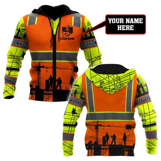Construction Worker Safety Custom name 3D Printed Shirts